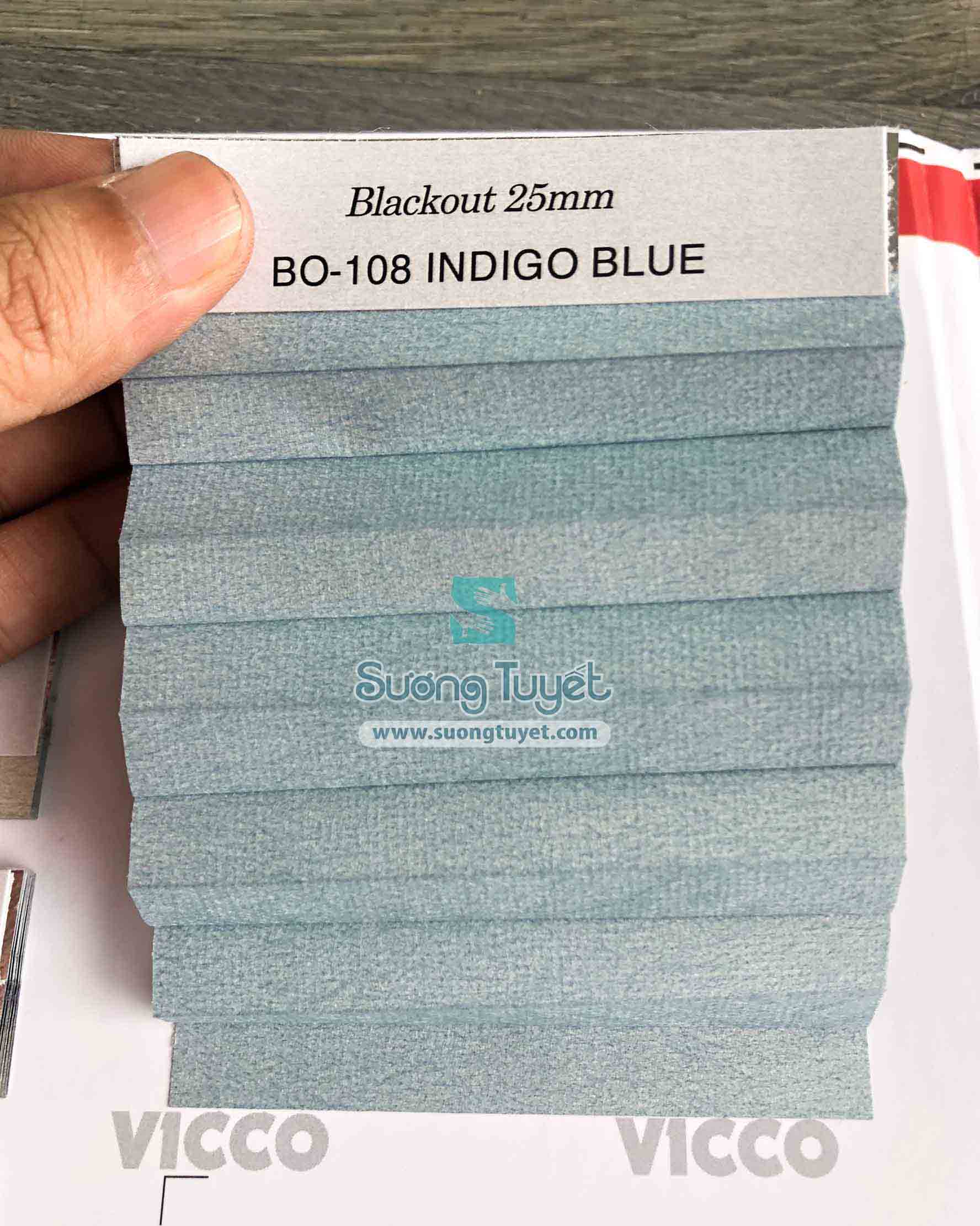 Mẫu rèm tổ ong Blackout BO-108-Indigo Blue.