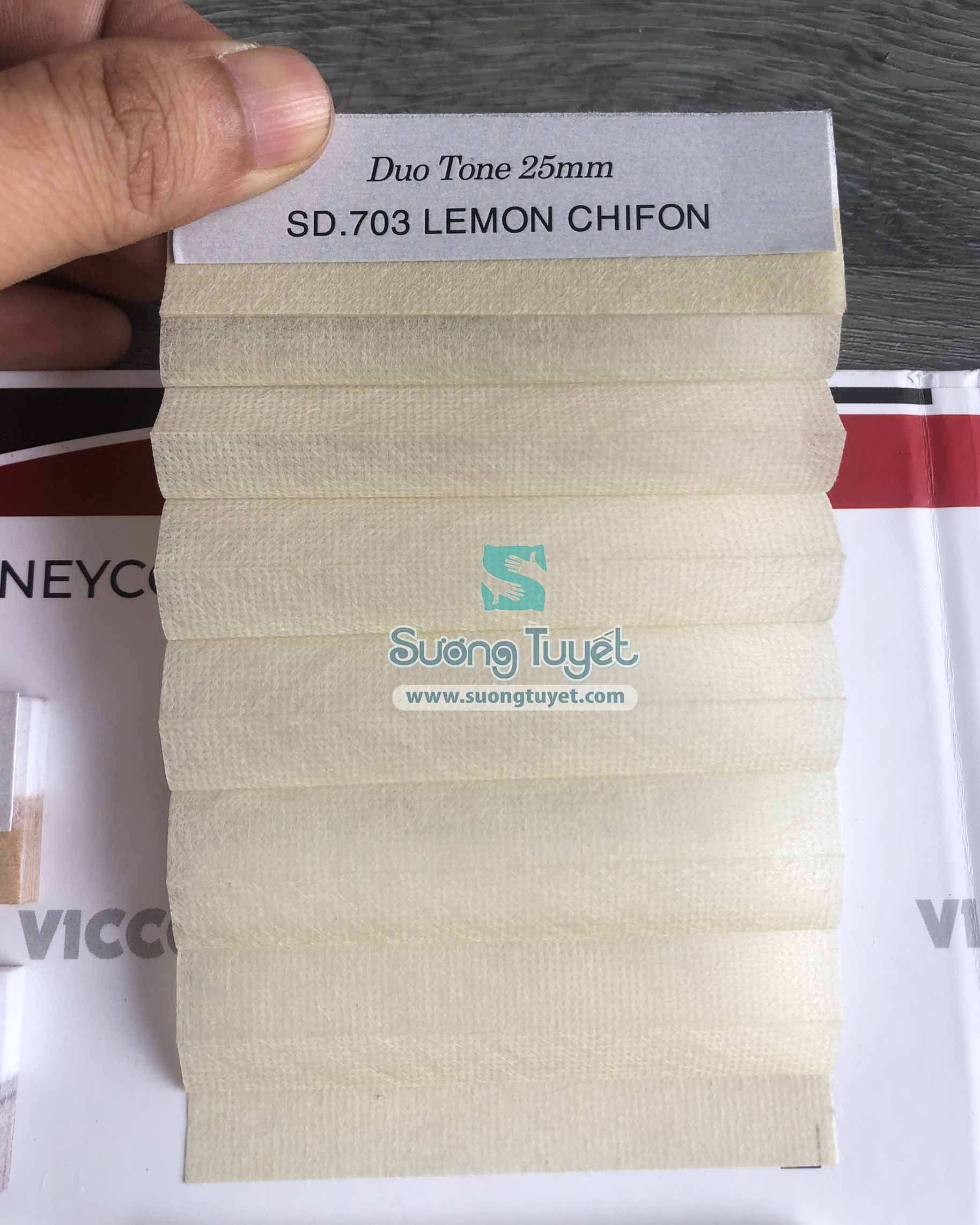 Mẫu rèm tổ ong Vicco Premium SD.703 Lemon Chifon.