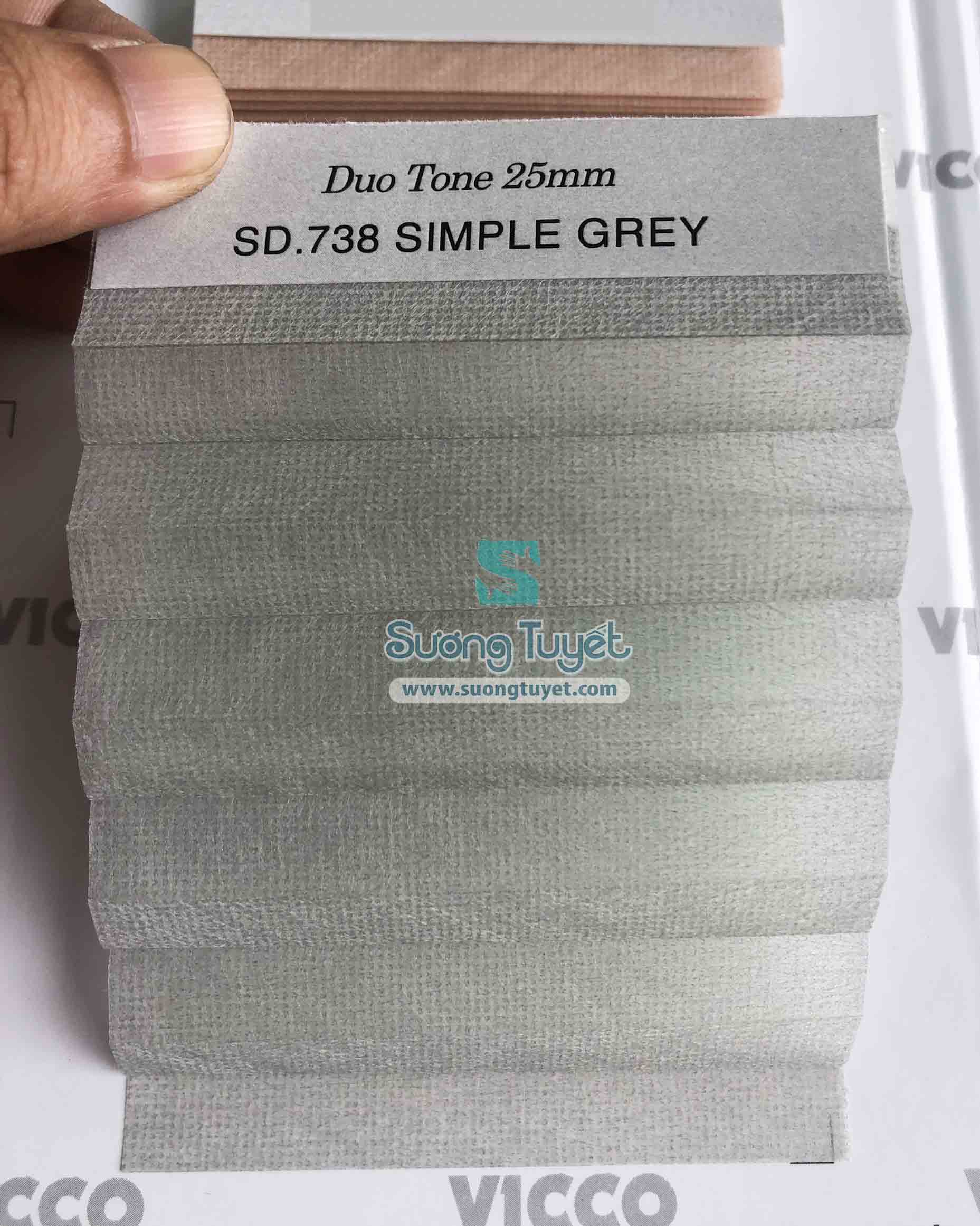 Mẫu rèm tổ ong Vicco Premium SD.738 Simple Grey