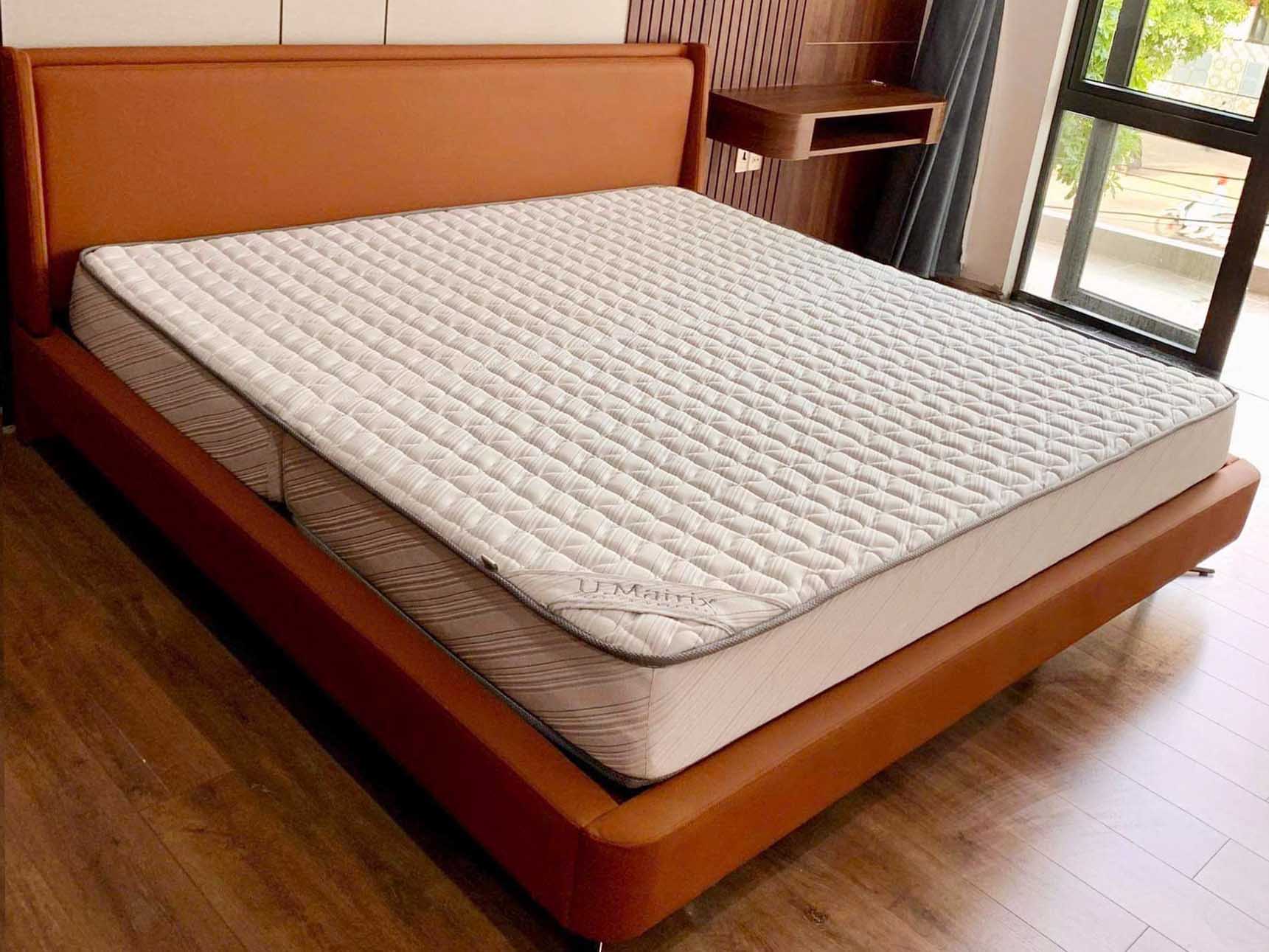 Với các mẫu giường thấp thì có thể chọn nệm hanvico dày 14 hoặc 18cm.