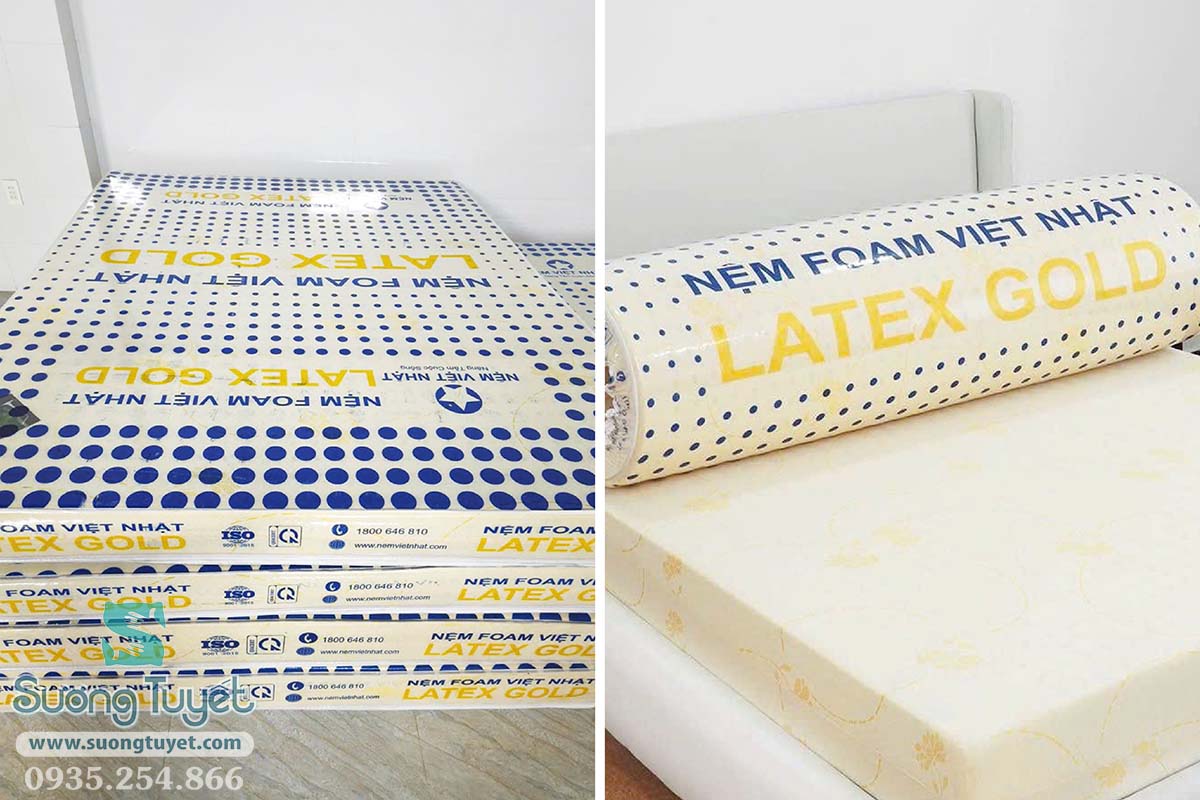 Nệm Latex Gold có thiết kế sang trọng, vỏ gấm bền bỉ.