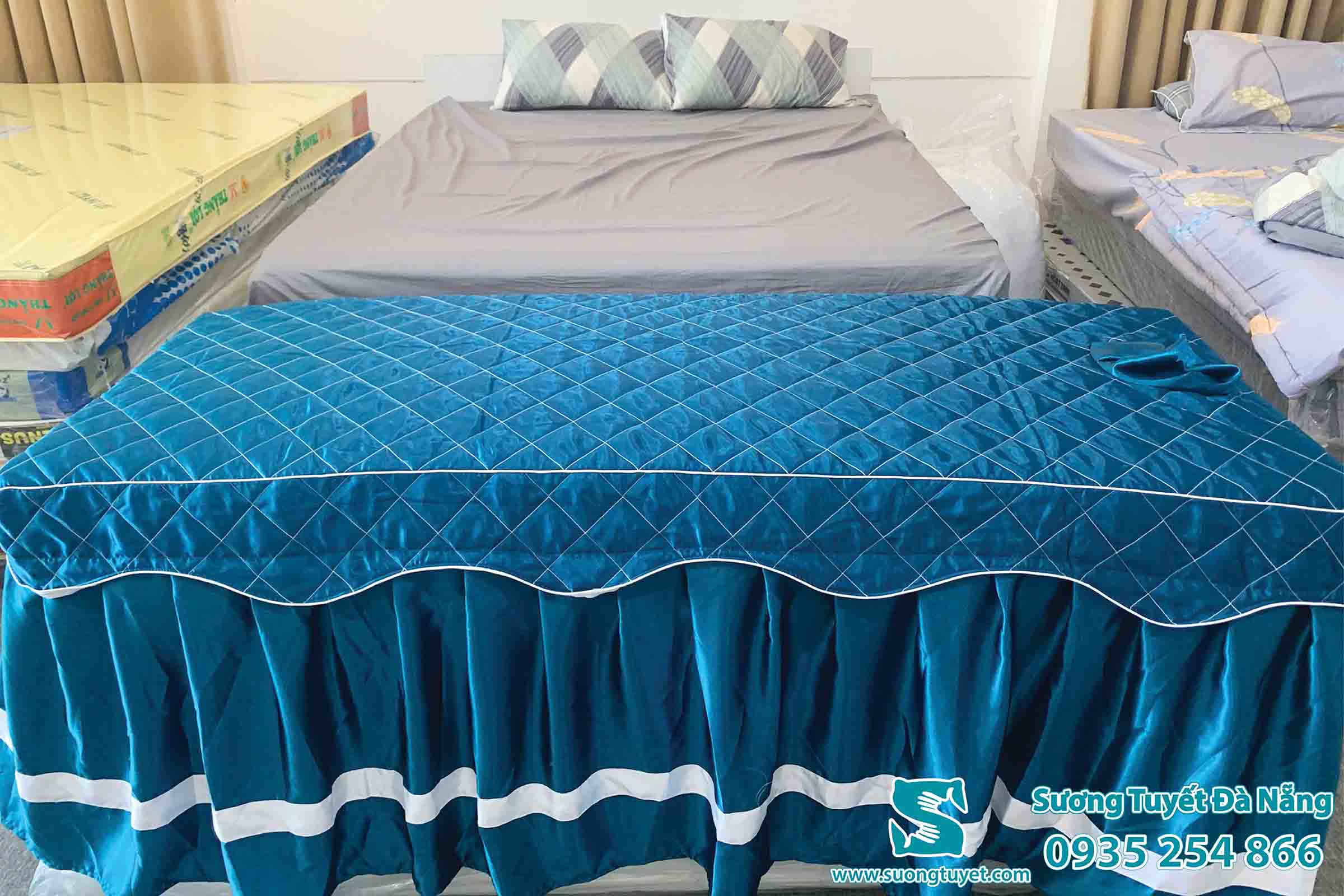 Bộ ga Spa màu xanh cổ vịt tinh tế. 