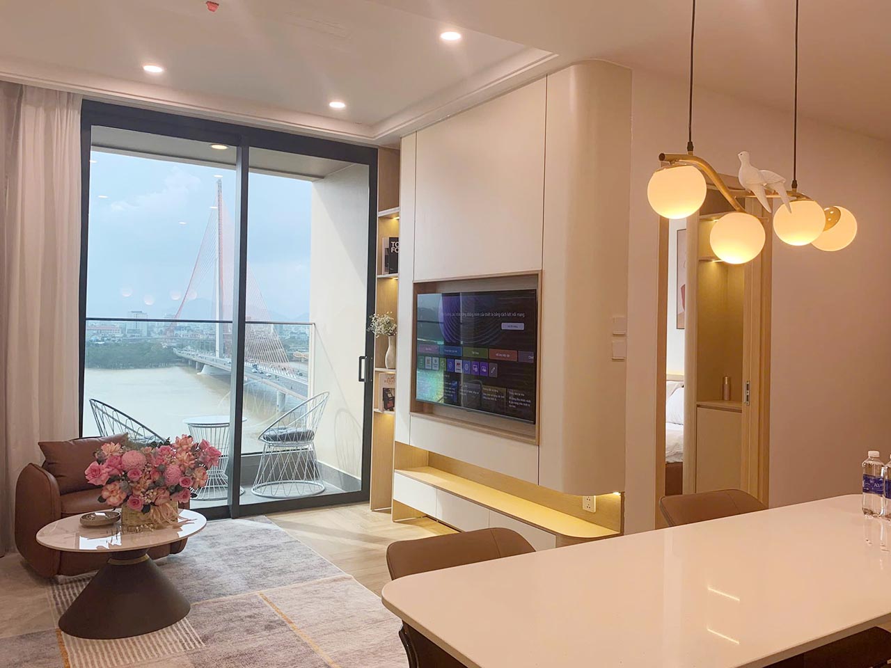 View cầu Trần Thị Lý nhìn từ căn hộ Sun Panoma.