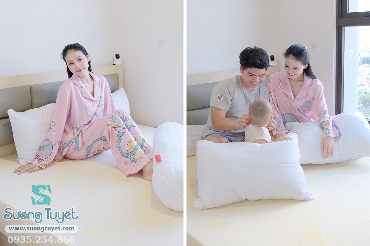 Nệm Latex Gold có màu vàng nhạt đẹp mắt, khá êm, không mềm lún.