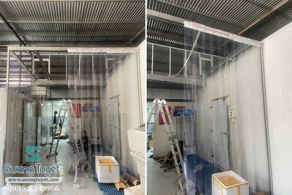 Ảnh rèm pvc trượt lùa do Sương Tuyết chụp lại khi thi công.
