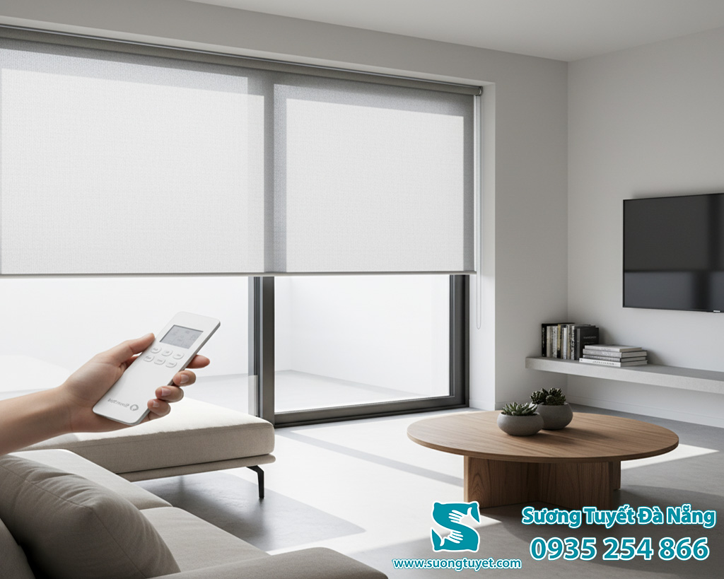 Rèm cuốn tự động đem đến giải pháp kéo đơn giản, gọn nhẹ.