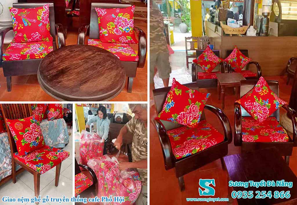 Quán cà phê phố Hội lại thích dùng nệm ghế phượng hoàng.