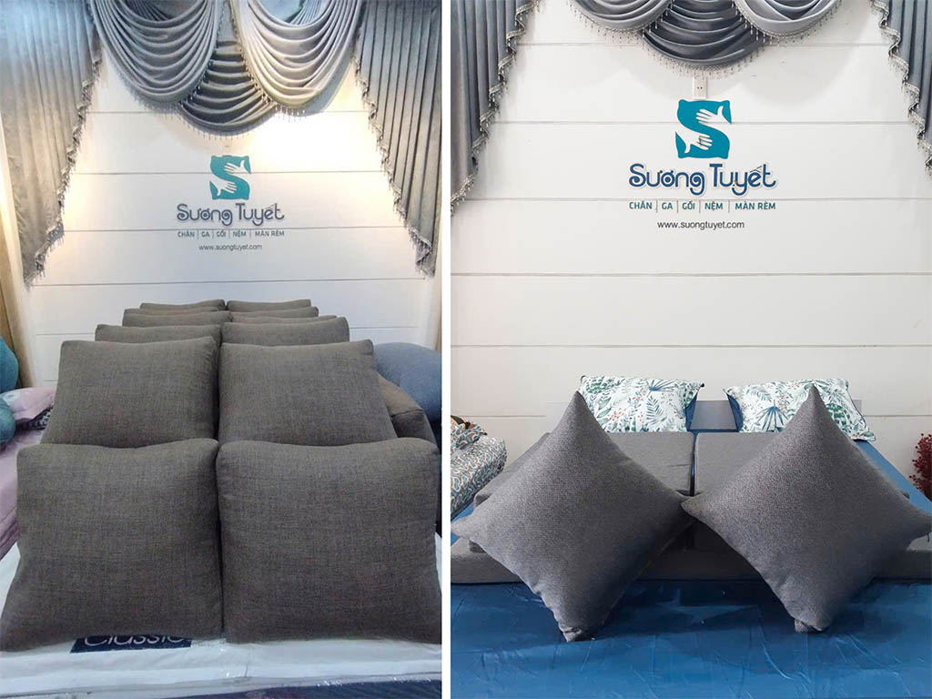 Bộ nệm ghế trơn màu xám cho quán cà phê.