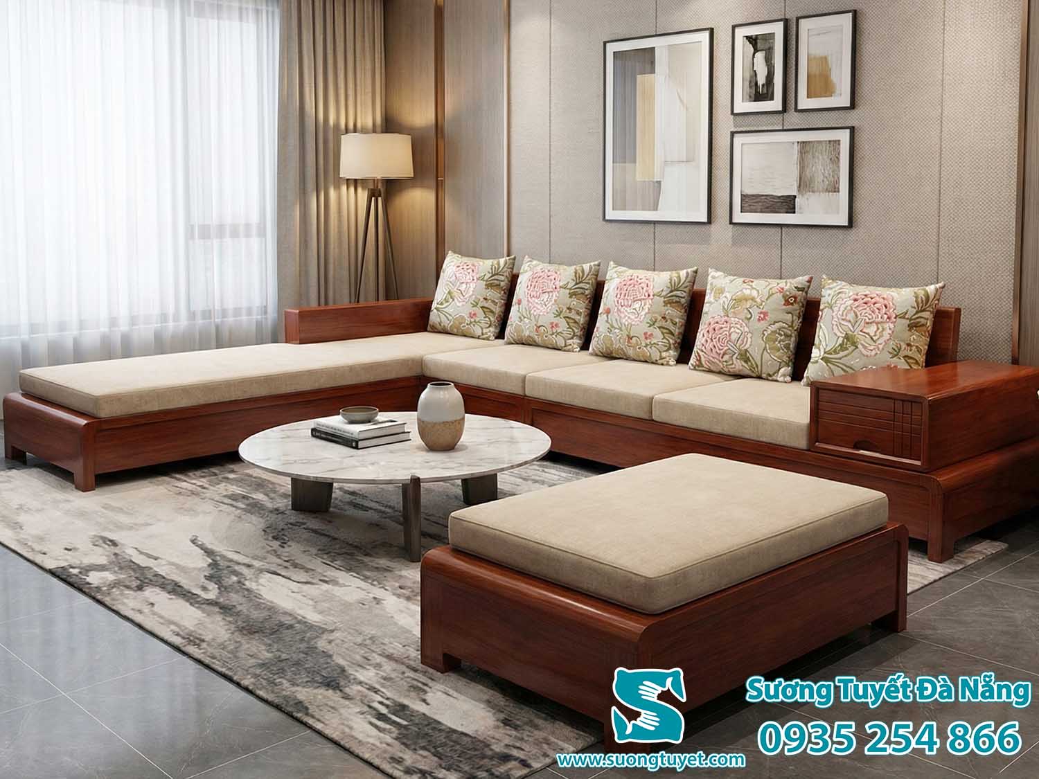 Bộ nệm ghế băng dài dày 5cm.