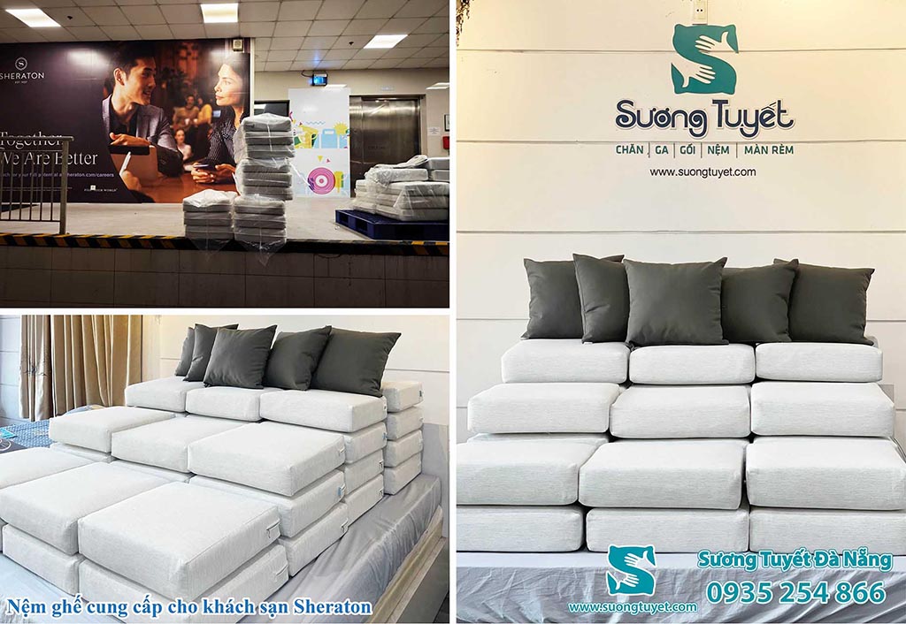 Khách sạn Sheraton sang trọng trong bộ nệm ghế trắng.