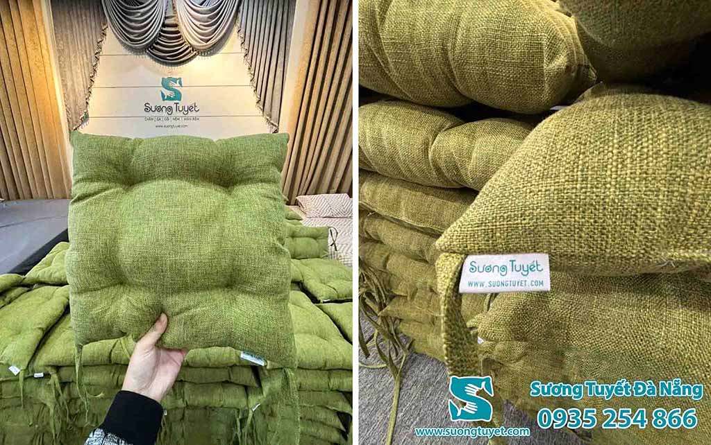 Nệm lót bệt màu xanh lá cây cho nhà hàng.