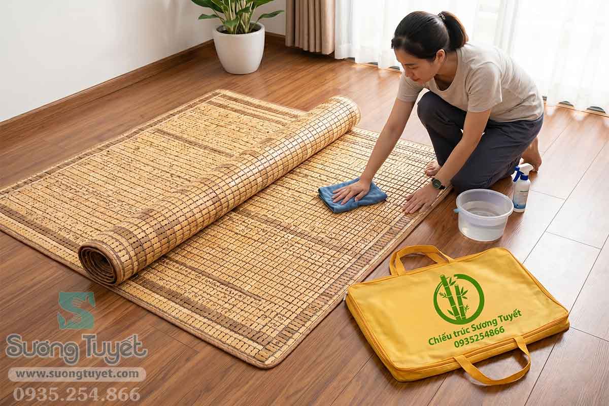 Lau chiếu bằng vải là phương pháp nhanh gọn và khả dĩ, chống bụi và chống mốc tốt.