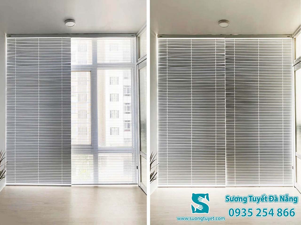 Lá rèm nhôm mỏng manh, đẹp mắt.