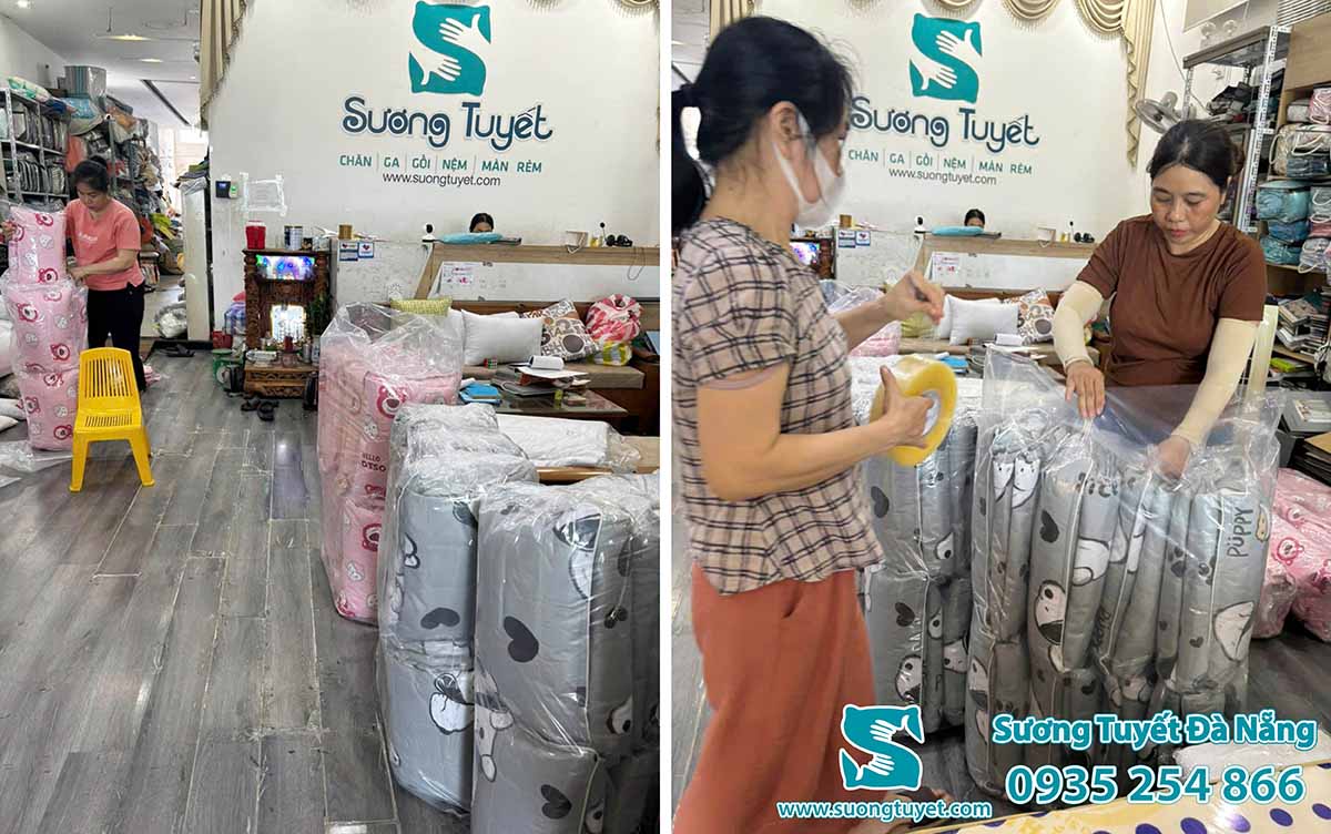 Chăn ga gối được bảo quản chu đáo khi vận chuyển.