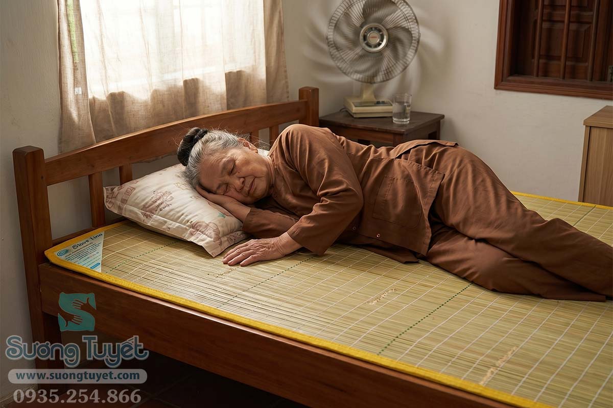 Chiếu tre Cao Bằng giảm nhiệt tốt, xua tan nắng hè.