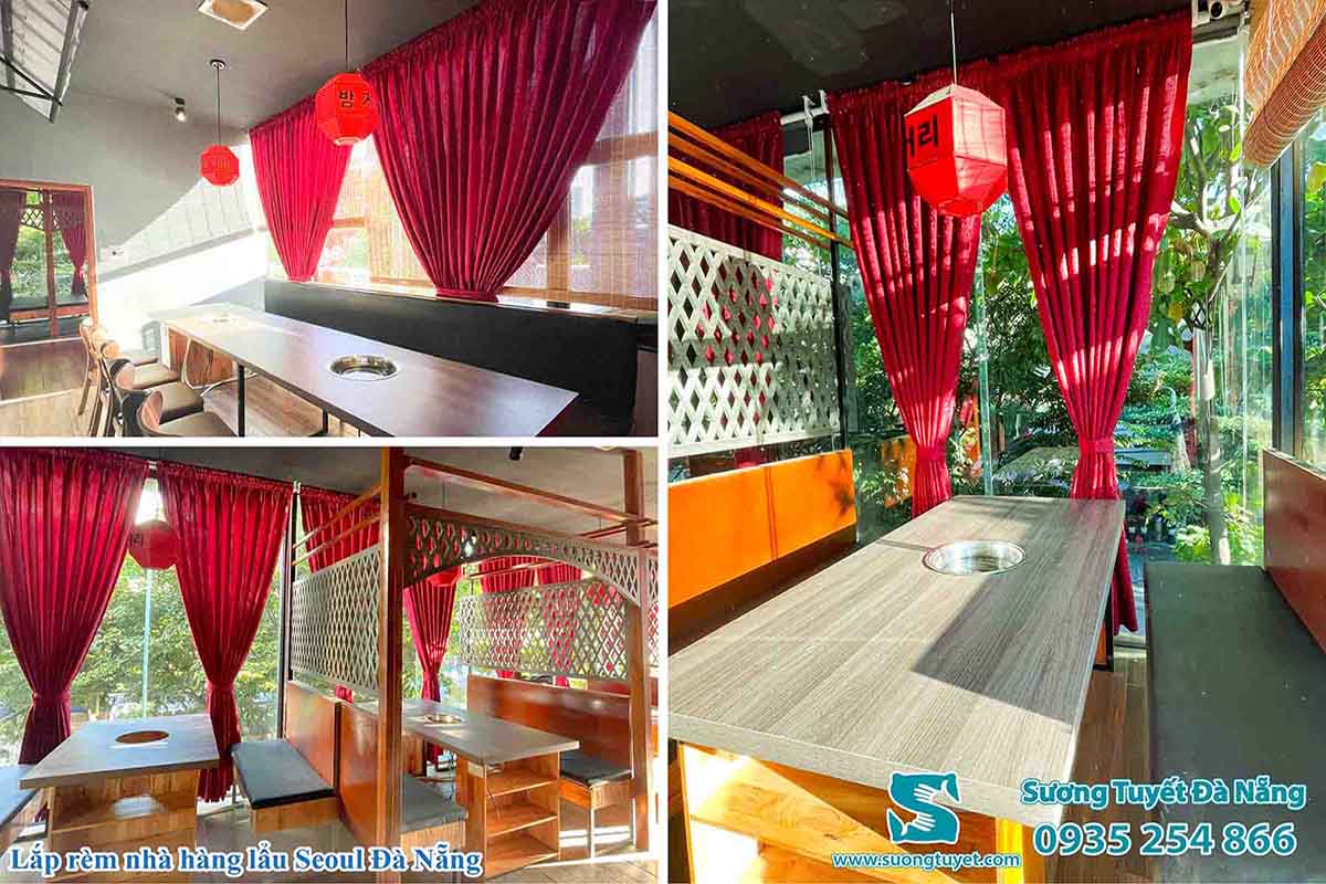 Rực rỡ bộ rèm nhà hàng lẩu Seoul Sương Tuyết từng lắp đặt.