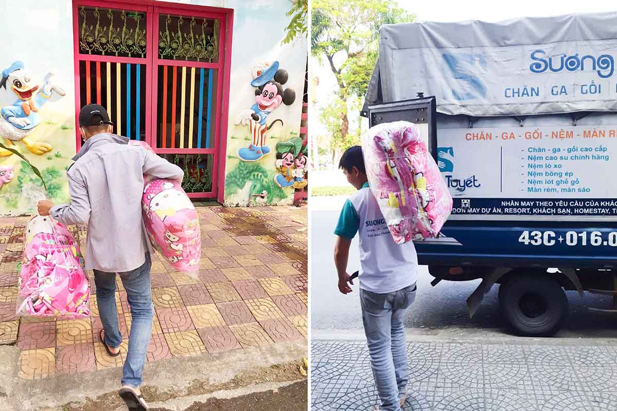 Hình ảnh cung cấp sản phẩm đến cho nhà trường