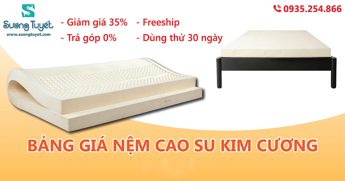 Bảng giá nệm cao su Kim Cương.