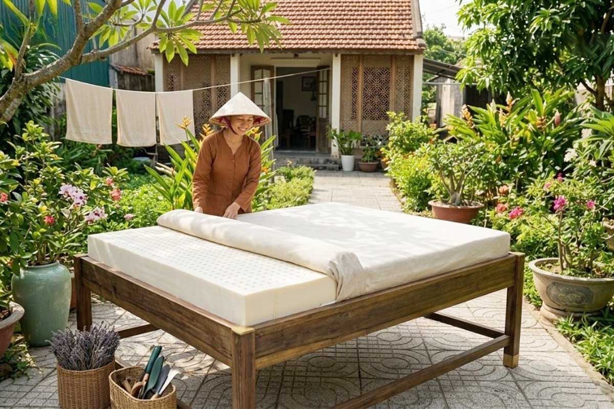 Không được đem nệm phơi nắng, nhất là nệm cao su thiên nhiên.