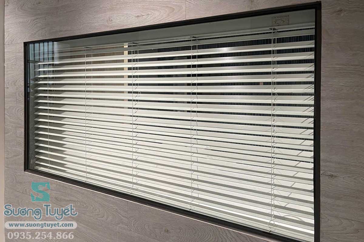 Rèm PWS giả gỗ có bản lá rộng 50mm rất chắc chắn.