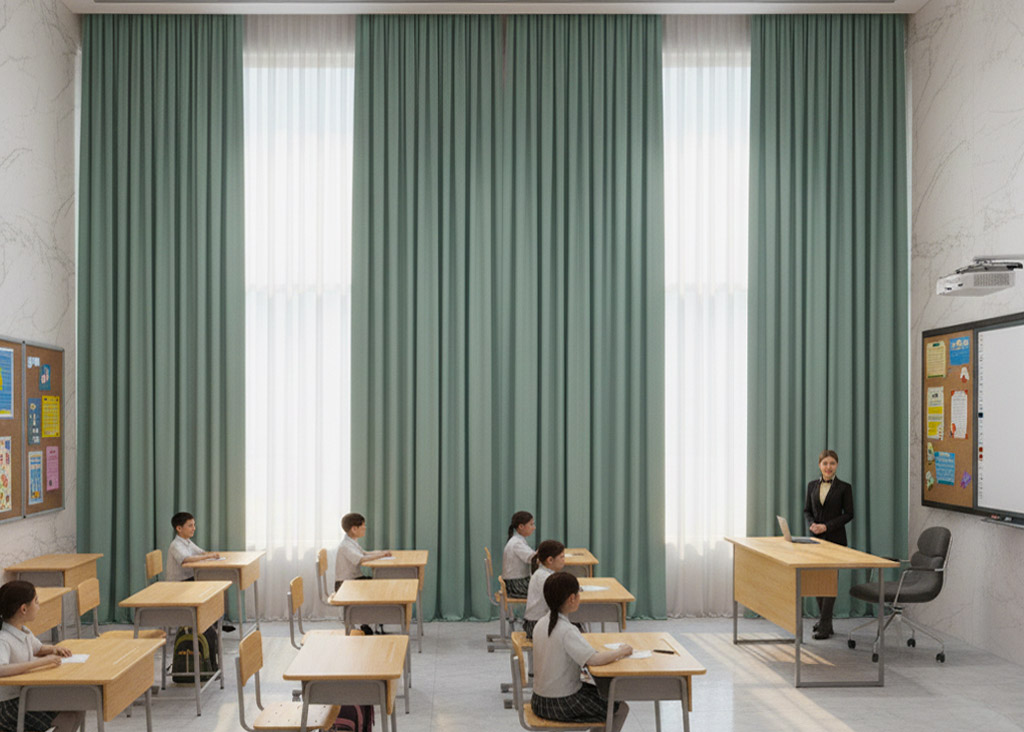 Các trường học cũng đang dần chuyển qua rèm vải hiện đại, tao nhã.