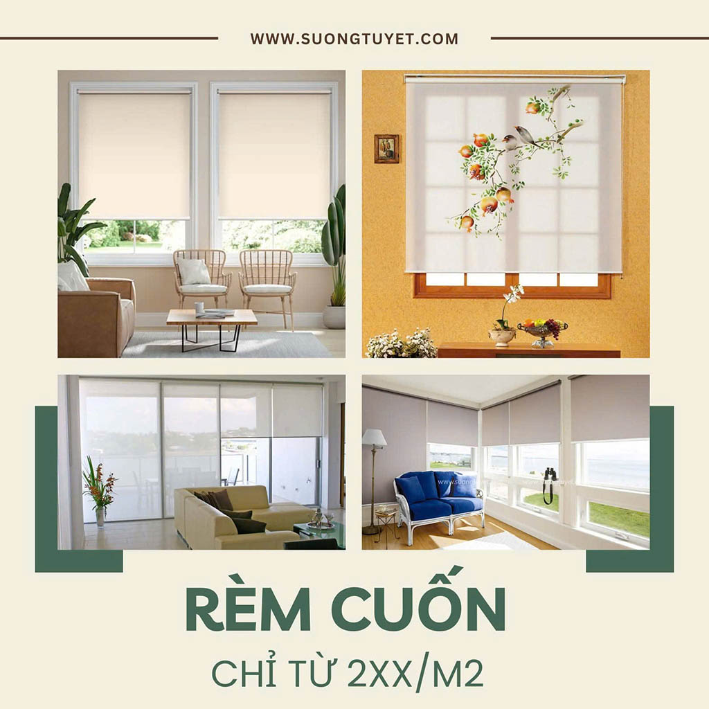 Rèm cuốn Đà Nẵng Sương Tuyết giá từ 300.000đ/m2