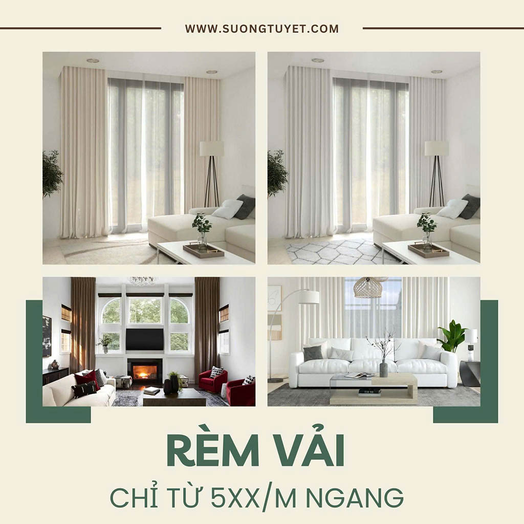 Rèm vải Đà Nẵng Sương Tuyết từ 500.000đ/m