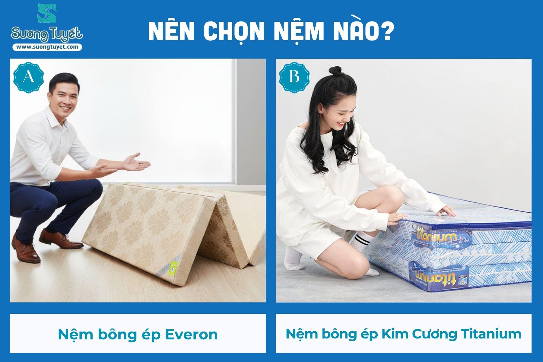 So sánh nệm Everon và Titanium - Kèo này căng cực.