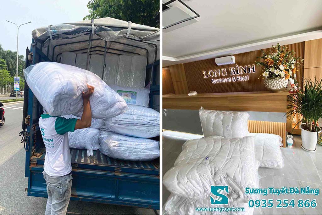 Chăn ga khách sạn Long Bình do Sương Tuyết cung cấp.