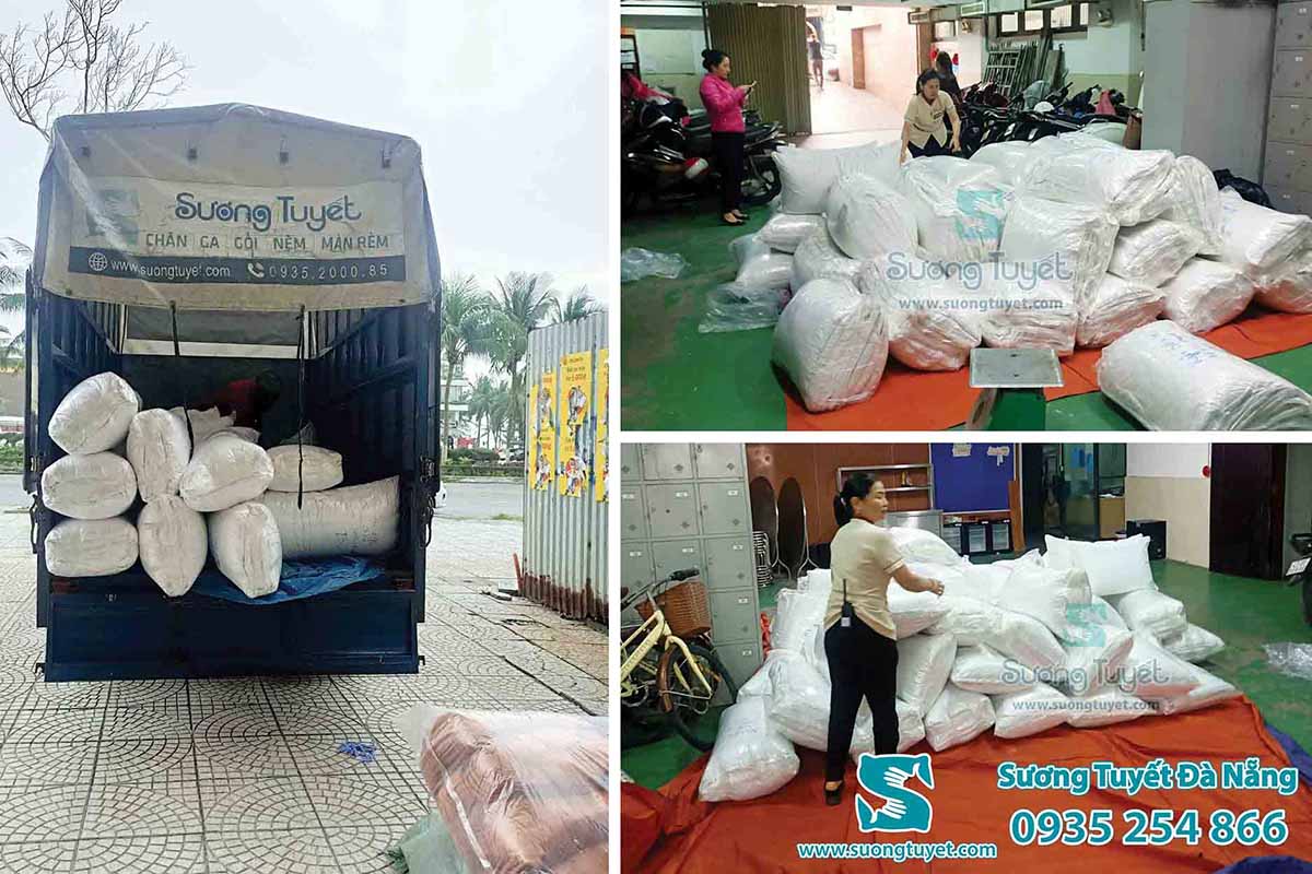 Gối dùng trong bệnh viện chủ yếu là gối bông gòn polyester.