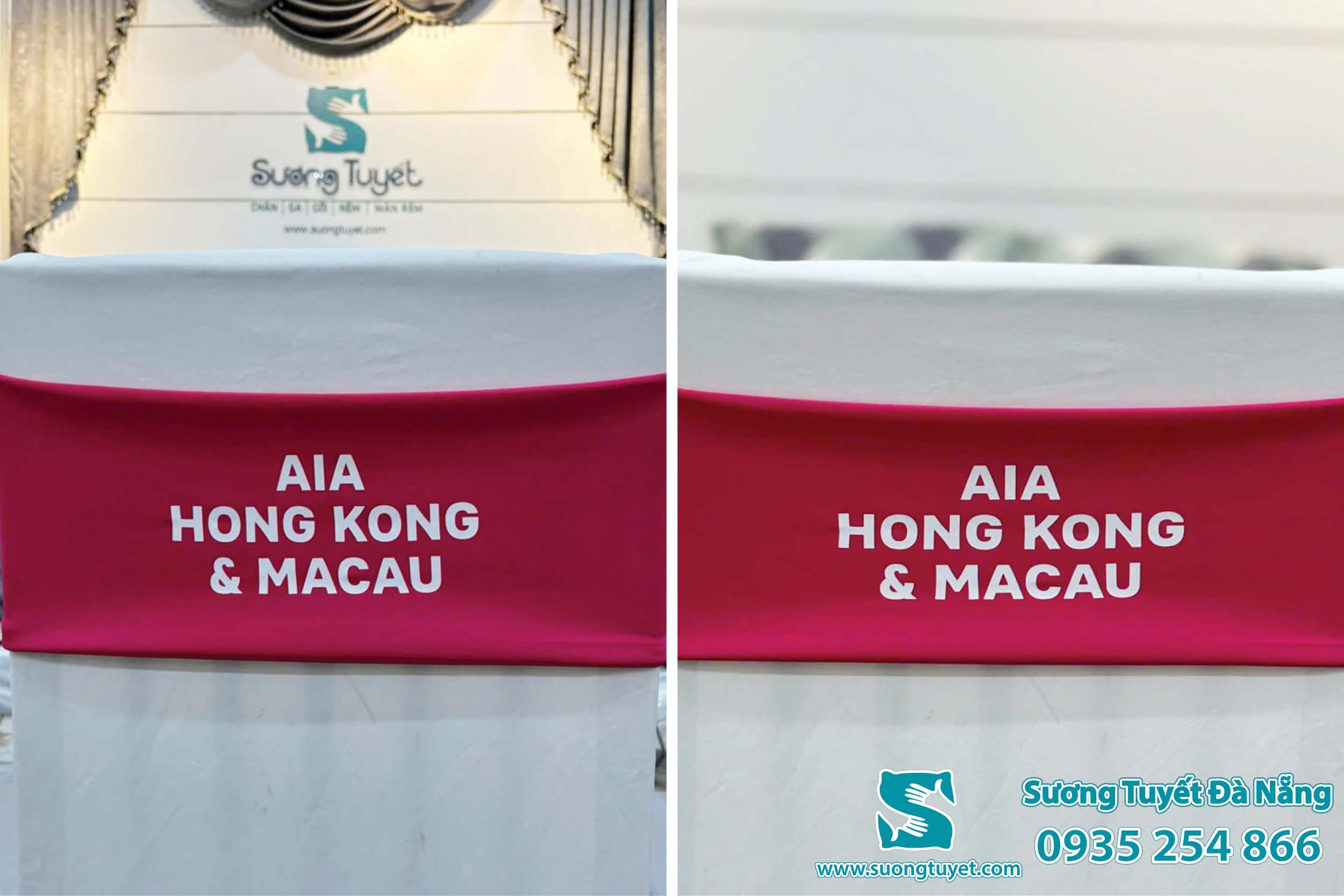 Hình ảnh bộ nơ ghế in họa tiết Sương Tuyết cung cấp cho AIA.