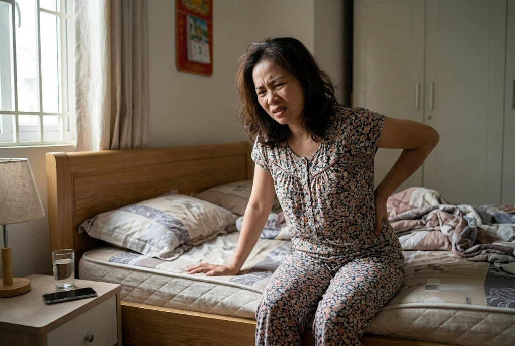 Nguyên nhân đau lưng do nằm sai nệm và nệm bị võng.