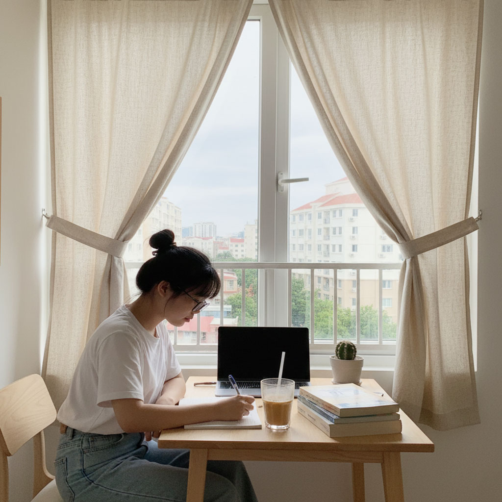 Rèm vải cho sinh viên có màu sắc đa dạng, nhiều mức giá.