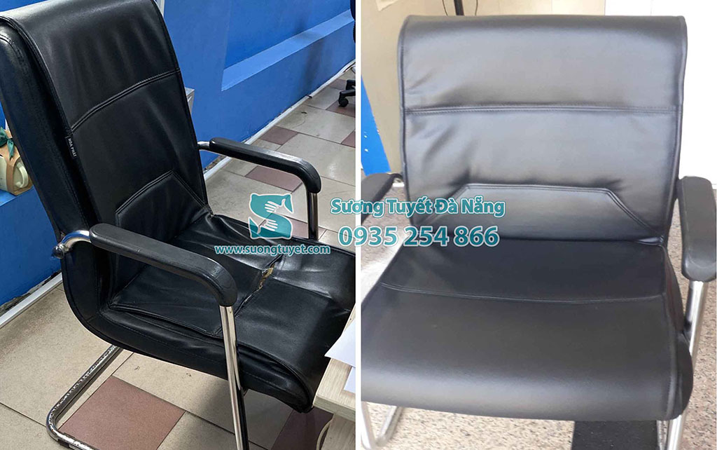 Chiếc ghế văn phòng màu đen được bọc lại đẹp mắt.