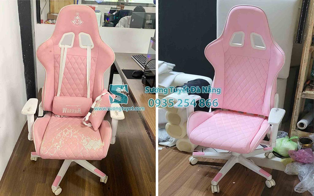 Bọc ghế game tại Đà Nẵng màu hồng hiện đại.
