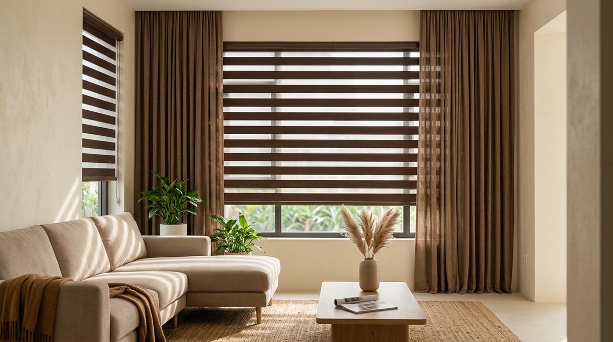 Màu nâu cũng là lựa chọn đẹp cho phòng căn hộ.