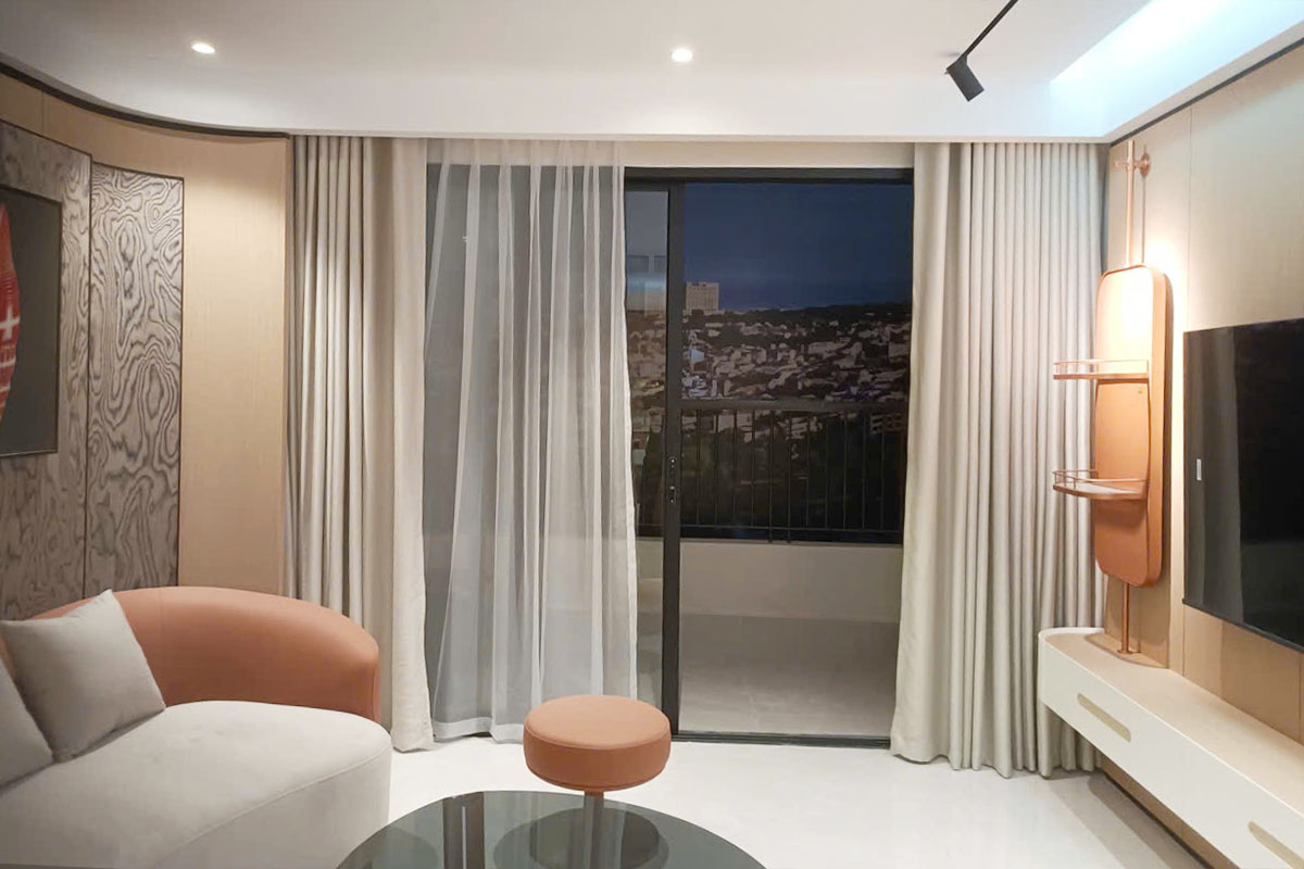 Cận cảnh rèm cửa 2 lớp lắp tại Lancom