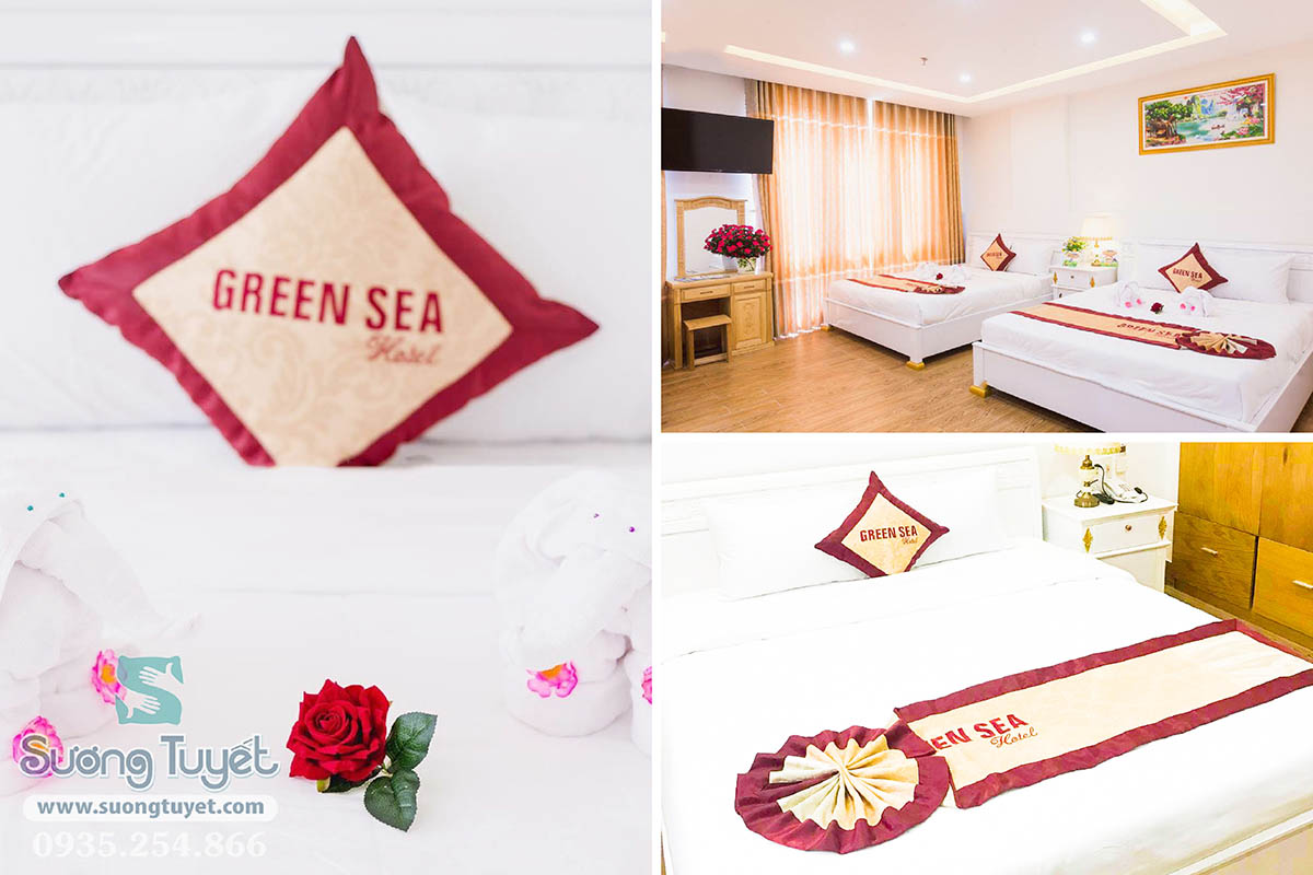 Trang trí nệm Sương Tuyết làm cho Green Sea hotel.