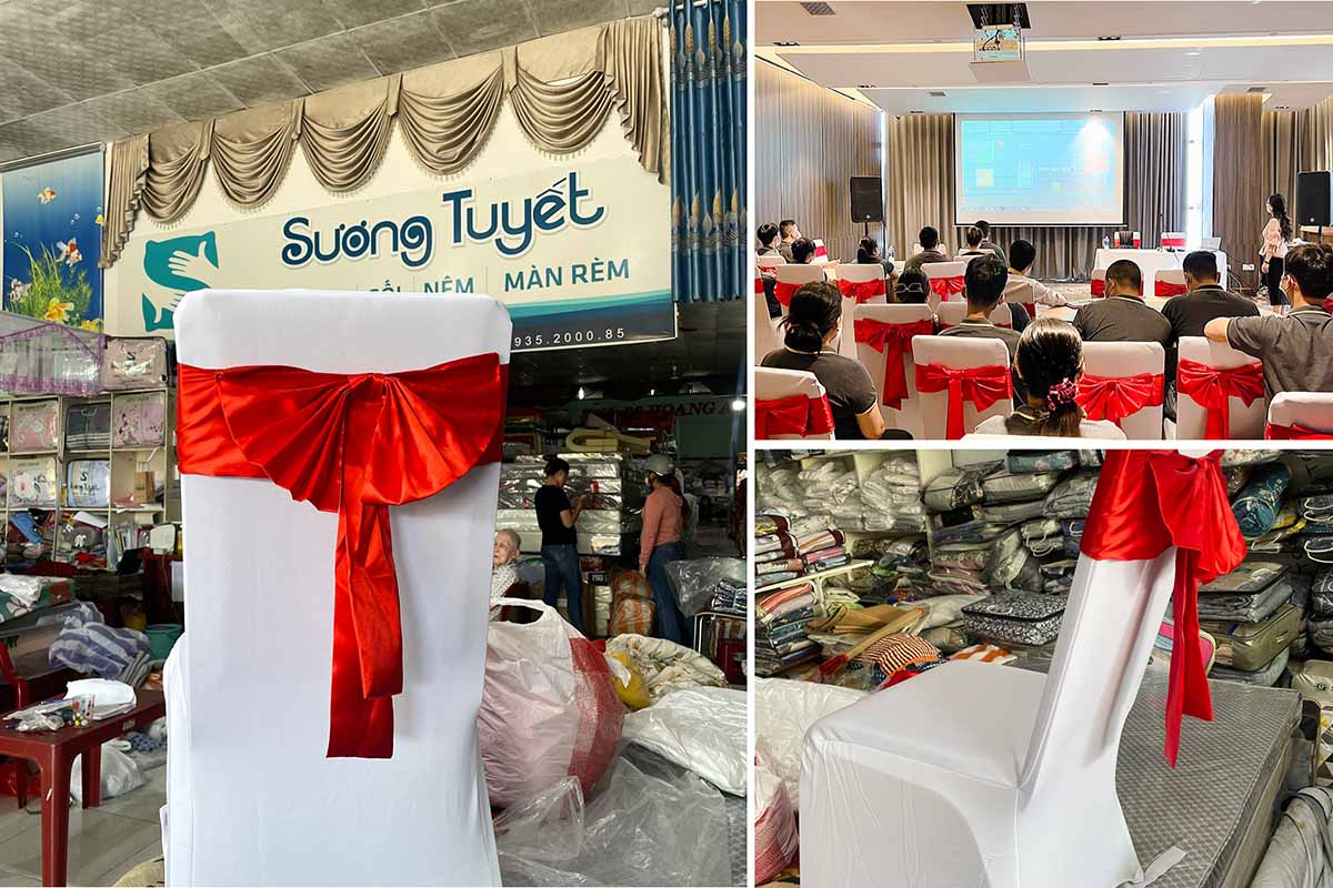 Chăn ga Sương Tuyết hơn 20 năm may khăn bàn áo ghế.