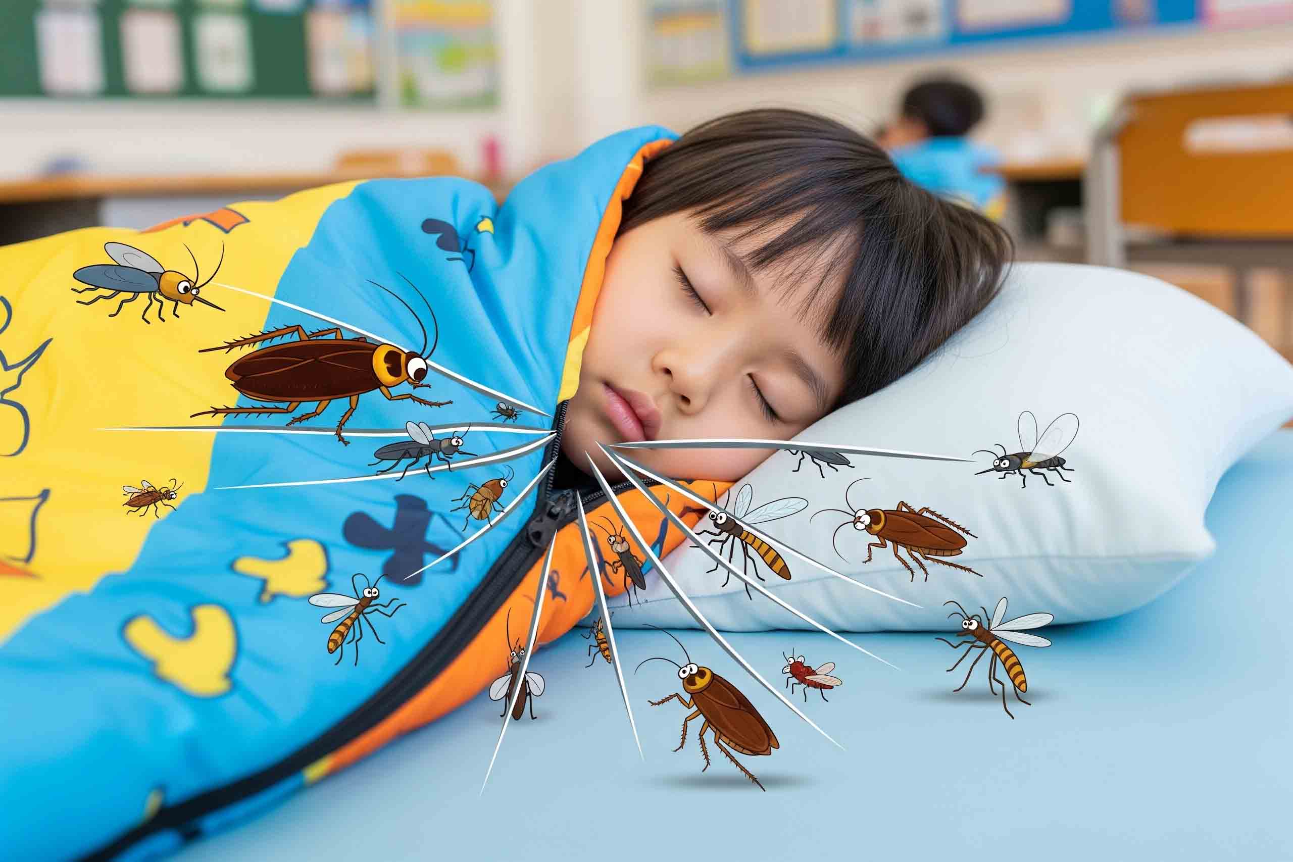 Túi ngủ bảo vệ cơ thể bé khỏi bụi bẩn và côn trùng gây hại.