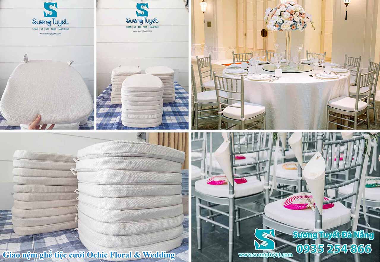 Nệm ghế trắng tinh cho sảnh chung cư.