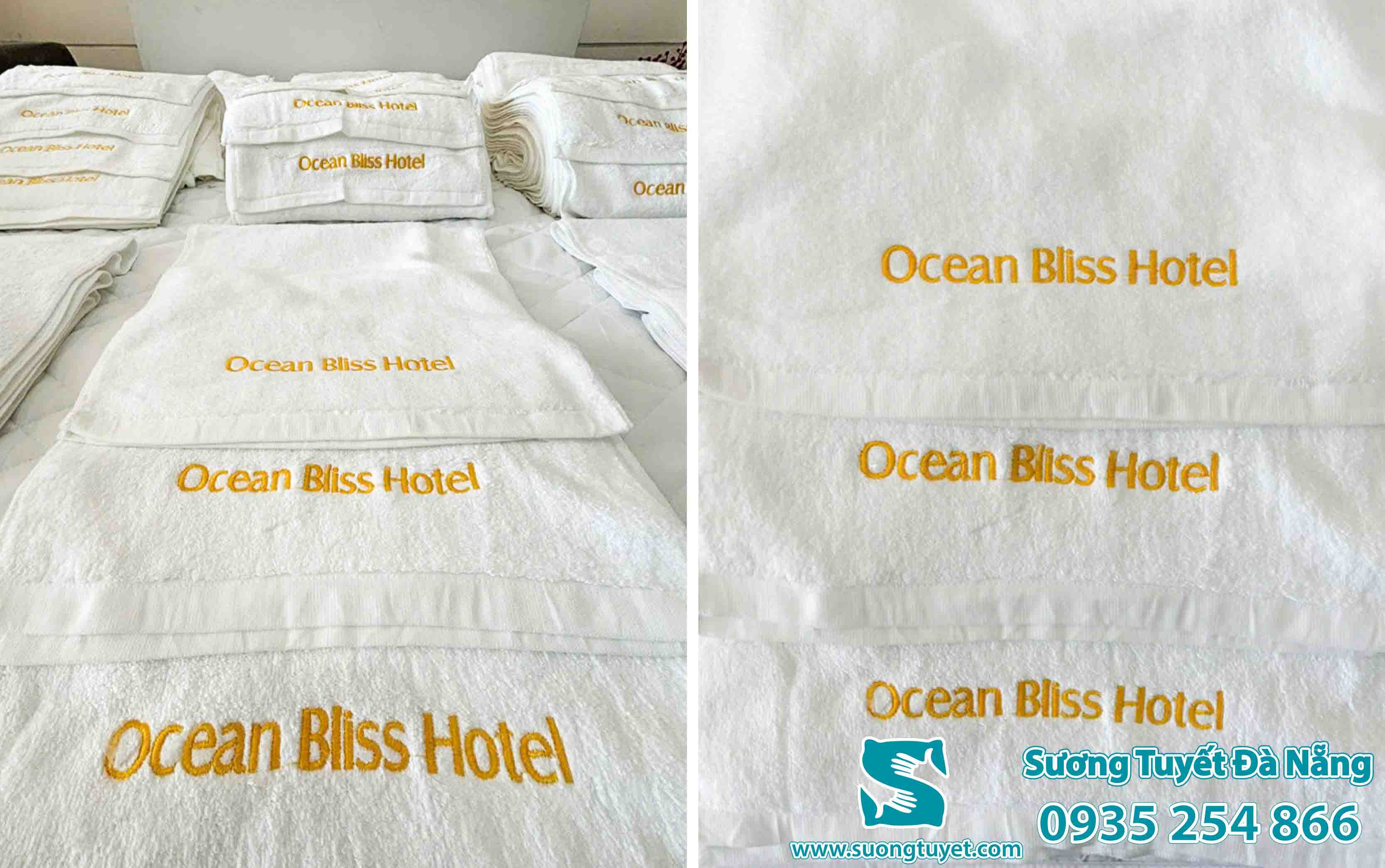 Một đơn hàng khăn cho khách sạn Ocean Bliss Hotel.