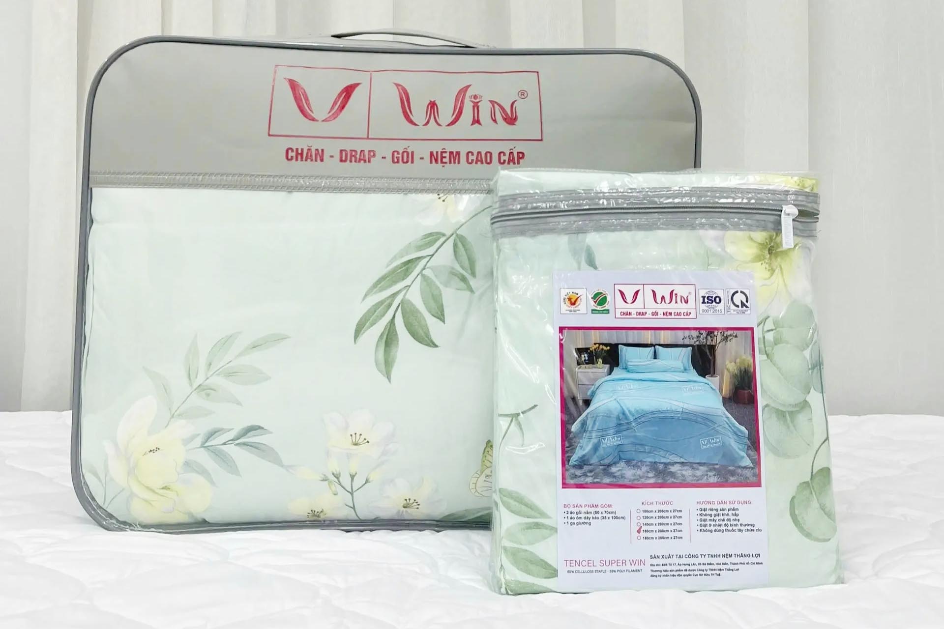 Bộ chăn ga gối tencel cotton Thắng Lợi cao cấp.