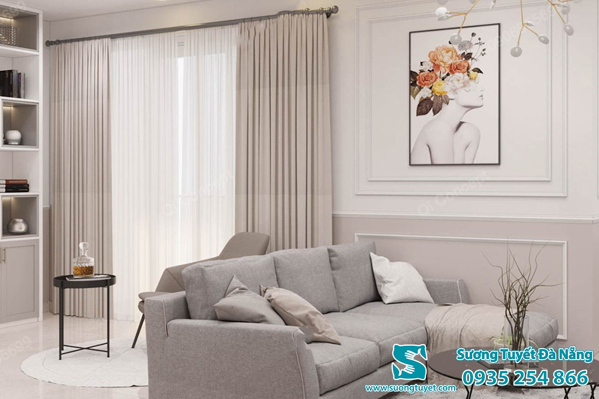Hai lớp rèm xen kẽ nhau rất dễ dàng sử dụng.