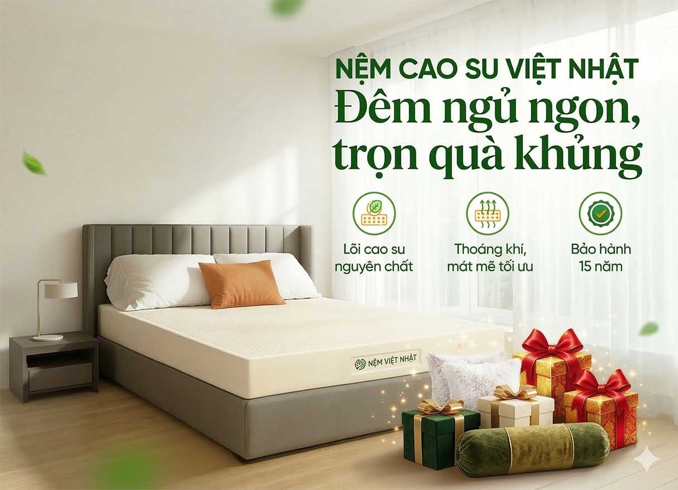 Hiện tại Sương Tuyết vẫn đang đồng hành cùng nệm Việt Nhật tặng bộ ga gối 7 món khi mua nệm.