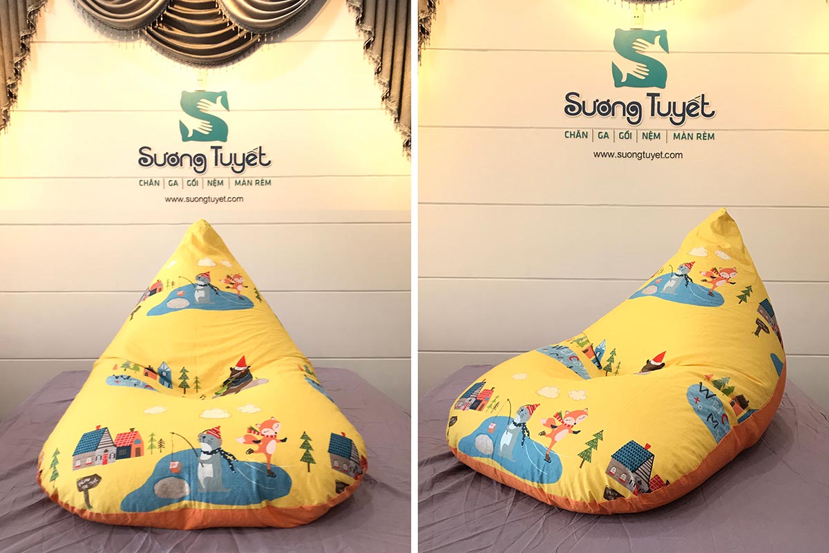 Mẫu ghế lười mix màu vàng cam vui nhộn.