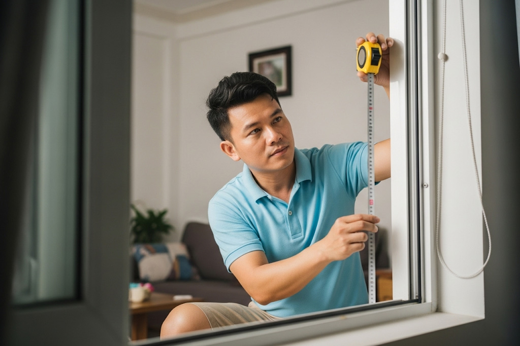 Sương Tuyết tư vấn và đo đạc tận nơi rèm cửa tại Huế 