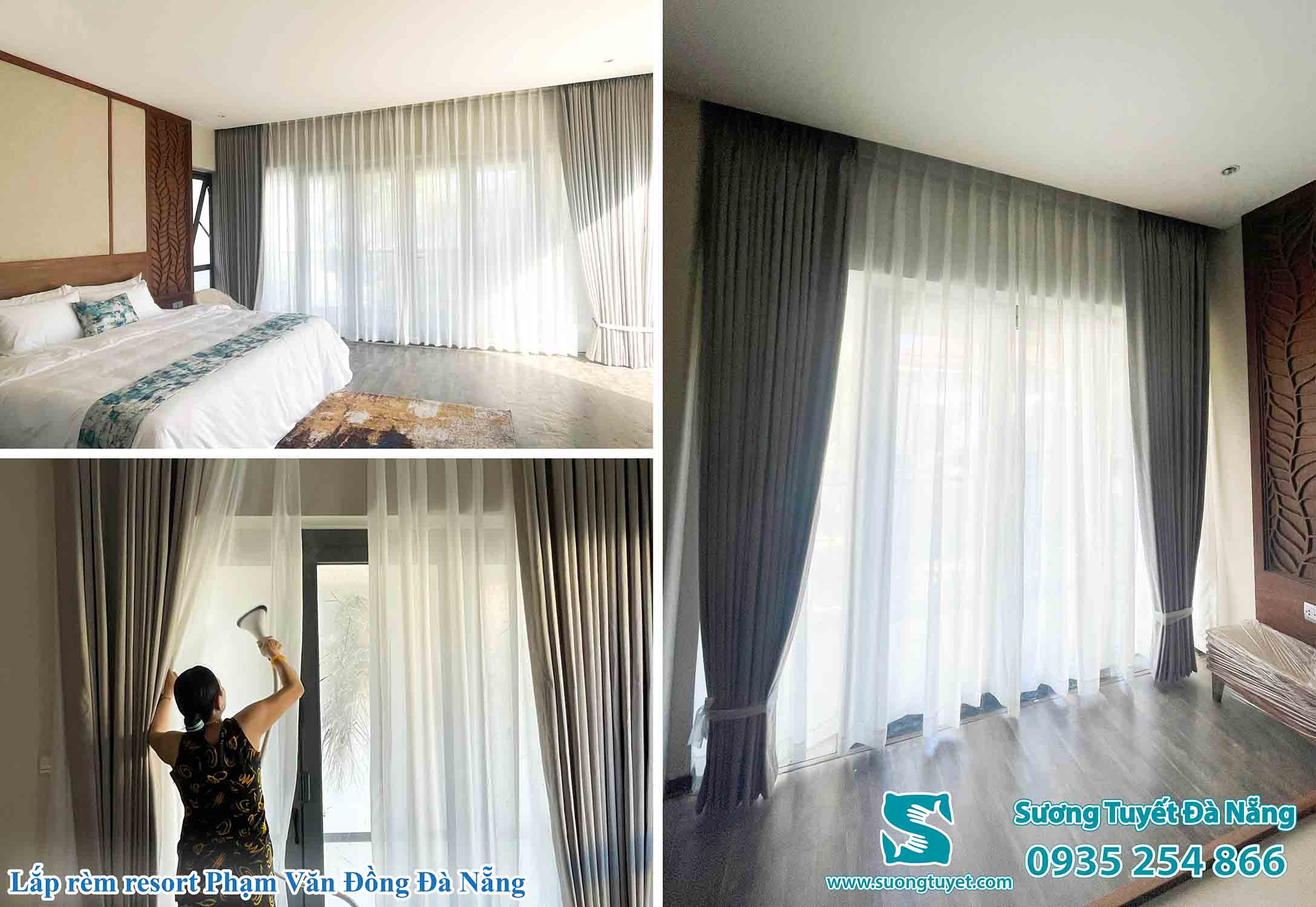 Sương Tuyết lắp rèm resort tại đường Phạm Văn Đồng.