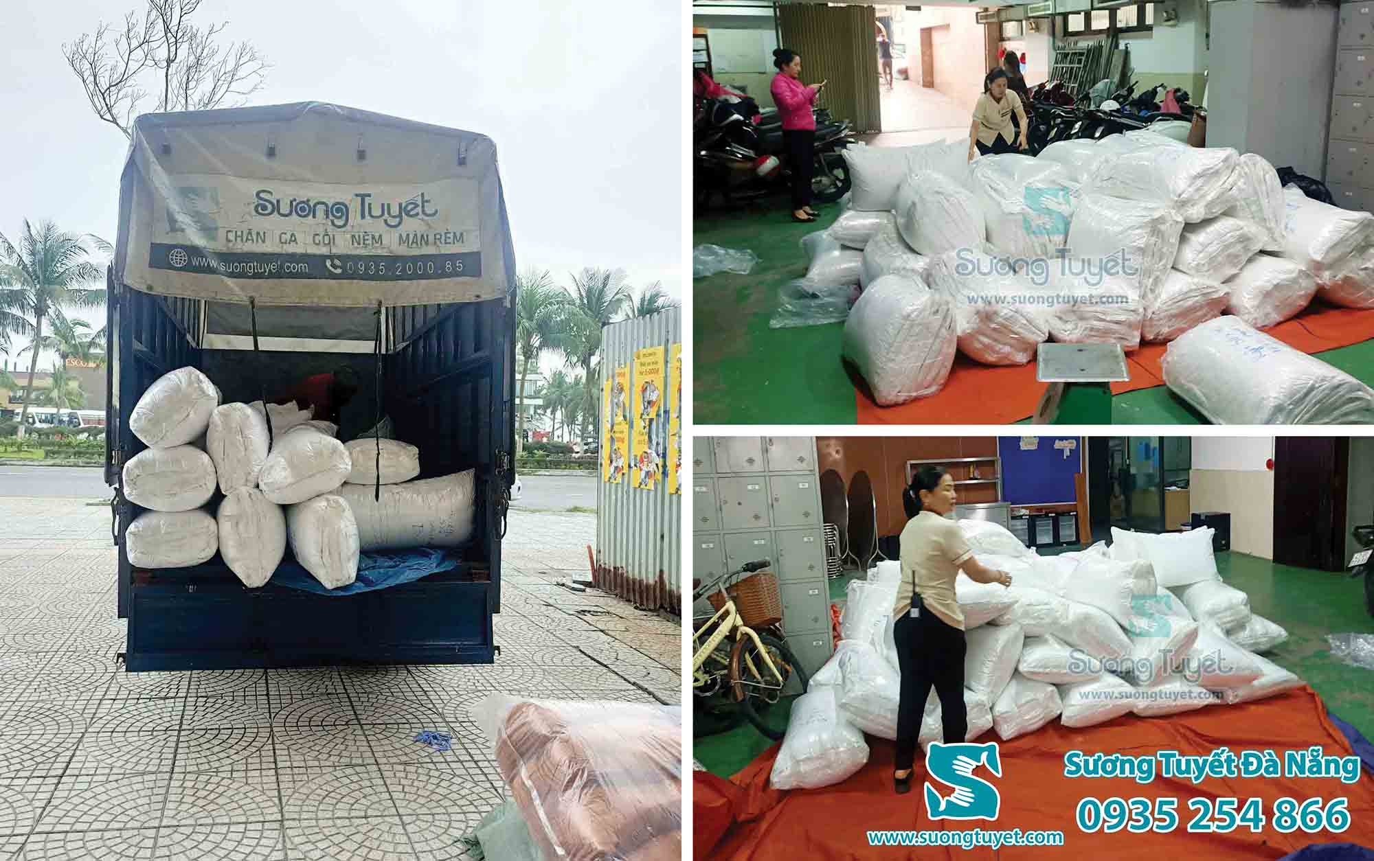 Gối dùng trong bệnh viện chủ yếu là gối bông gòn polyester.