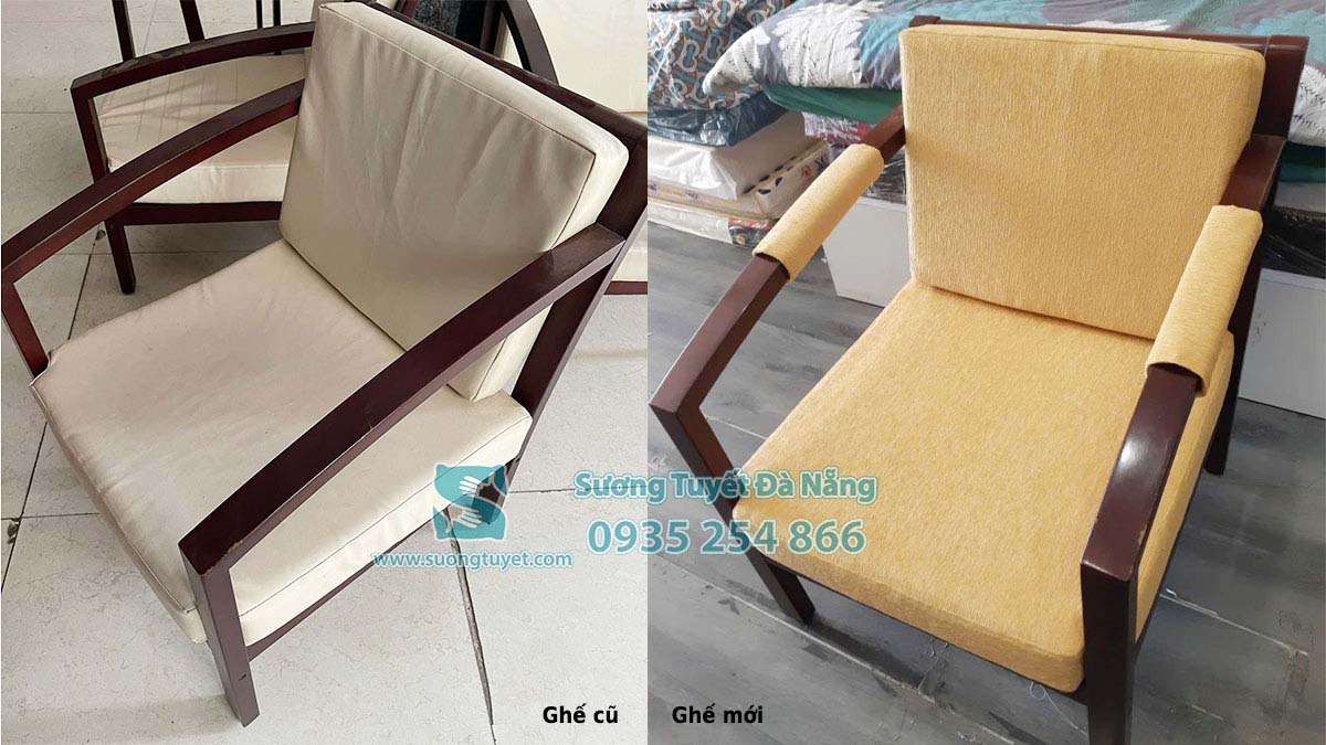 Một mẫu ghế khác với tấm nệm, tựa và để tay.